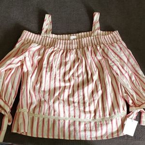 LC Lauren Conrad Tied sleeve smock top Red xl